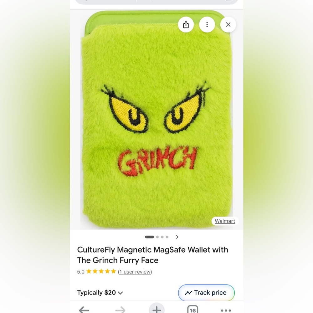 Grinch Fuzzy Magnetic Card Holder for Cell Phone Case